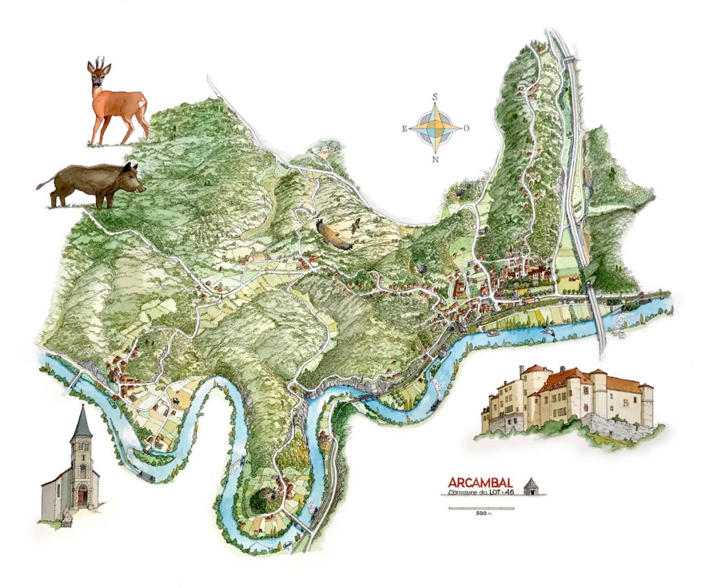 Vue aérienne de la commune d’Arcambal - Ch. Verdun